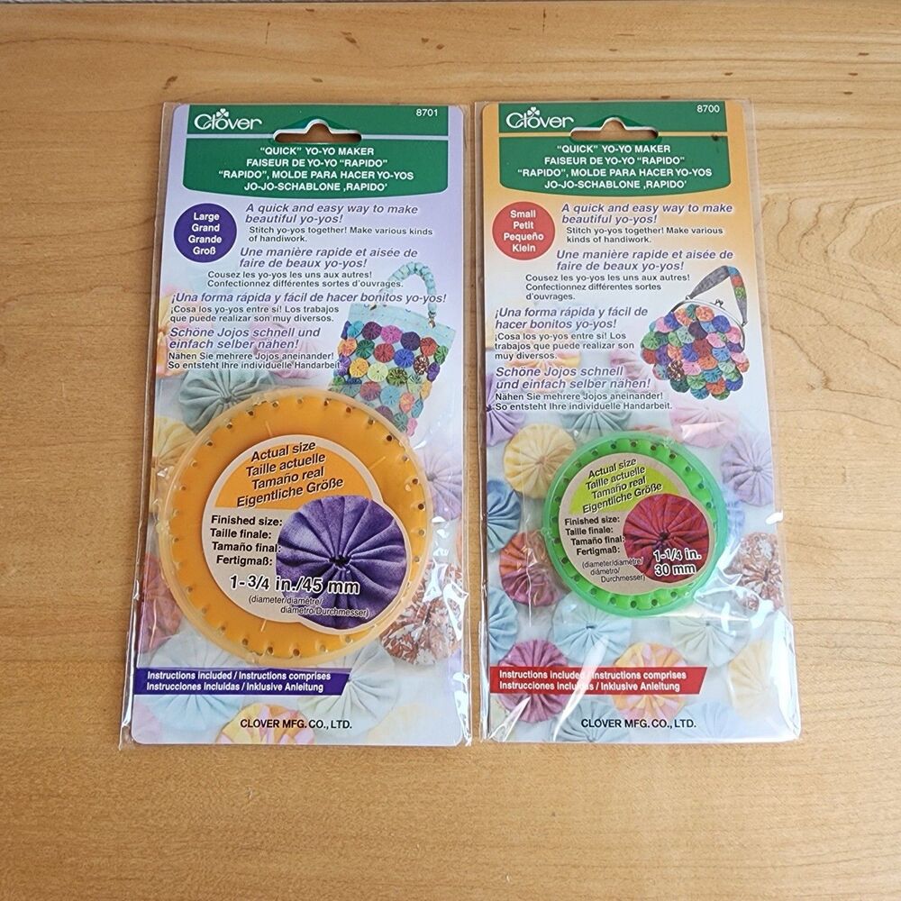 Clover Quick Yo-Yo Maker Lot 8700 Small & 8701 Large New Sewing Quilting